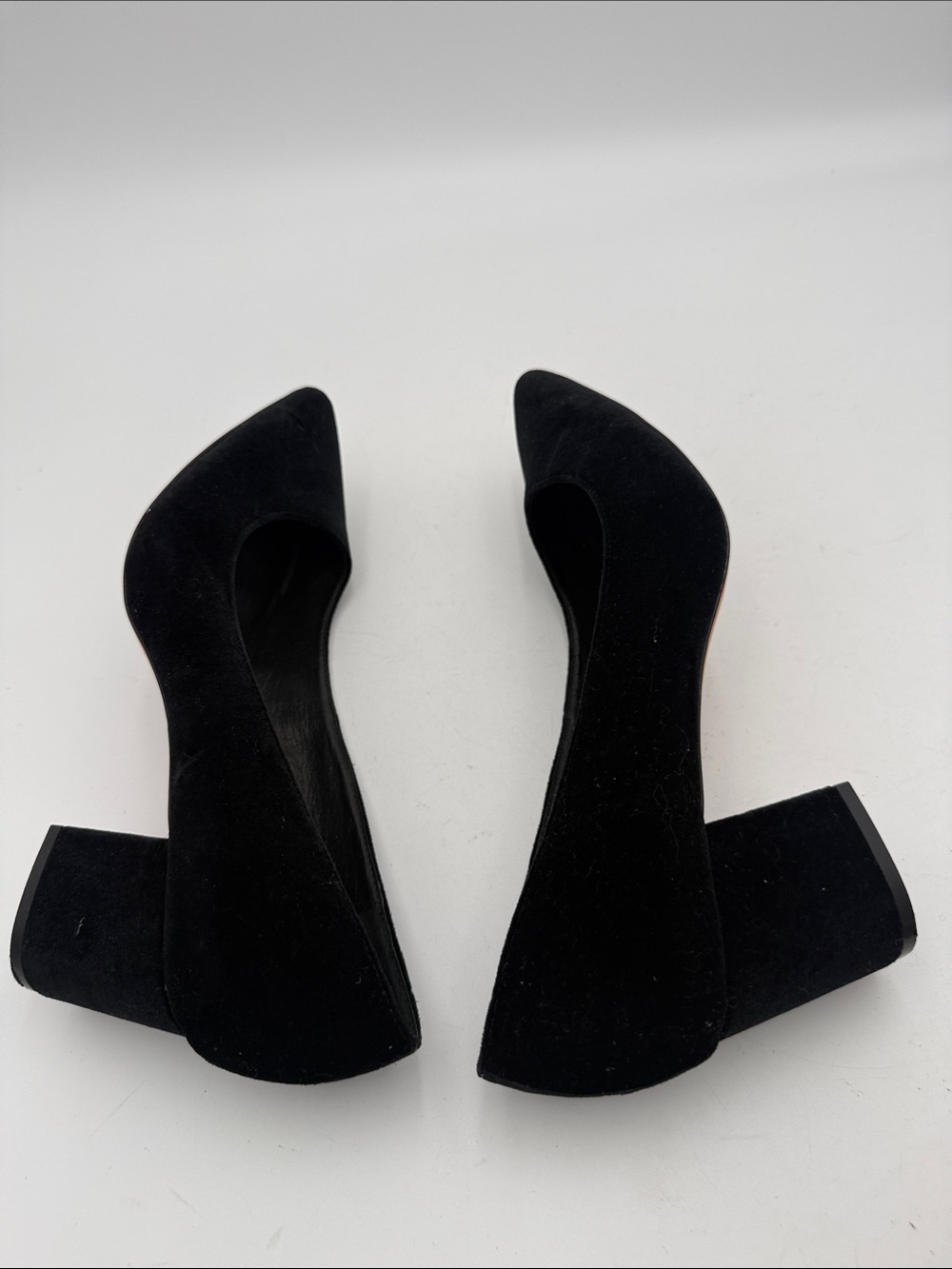 STEVEN by Steve Madden Black Suede Pointed Toe Block Heel Pumps women 10M office - Picture 6 of 12